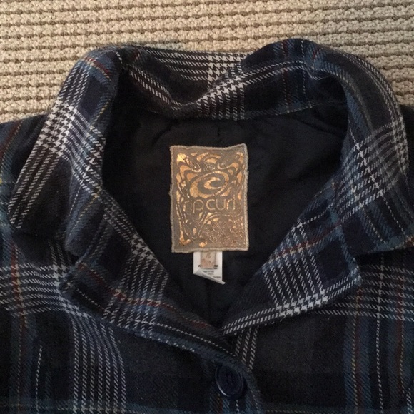 Plaid Rip Curl Pea Coat - Picture 2 of 3
